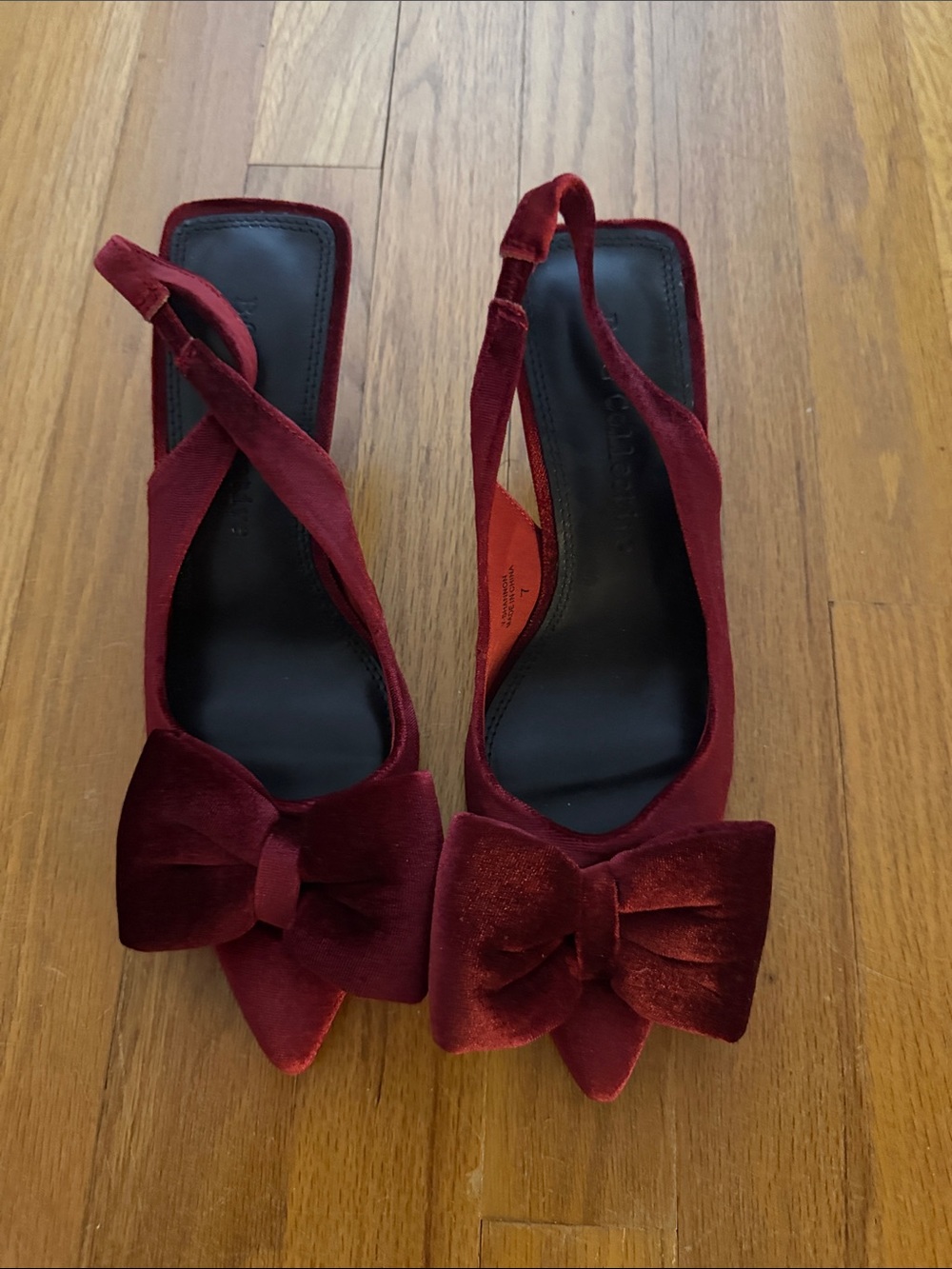 boc Velvet Bow Slingback Heels in Burgundy